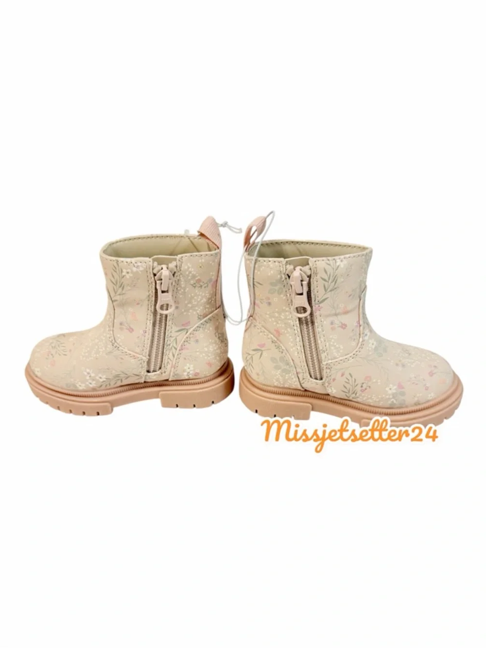 Cat and Jack Target Flora Girls Floral Light Pink Zip Boots Size 5